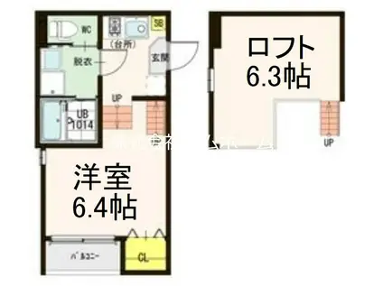 本陣テラス(1K/1階)の間取り写真