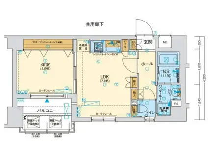 ファーストフィオーレ阿波座アクア(1LDK/7階)の間取り写真