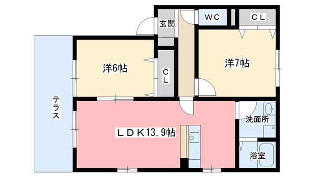 ガーデンハウス C(2LDK/1階)の間取り写真