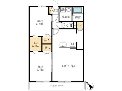 トゥール ブランシュM&M I(2LDK/1階)の間取り写真