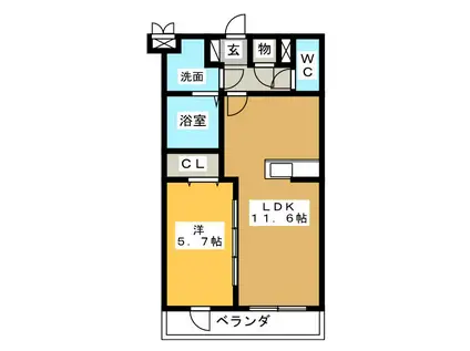 ジュリアーノII(1LDK/1階)の間取り写真