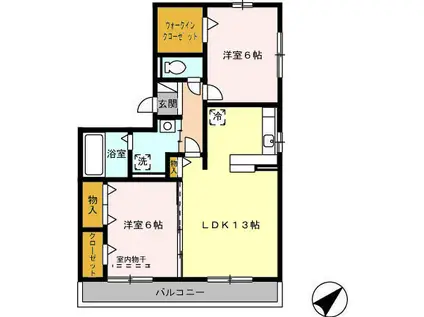 ルポ・ウィスタリア(2LDK/3階)の間取り写真