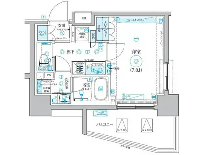 ブライズ大森本町(1K/8階)の間取り写真