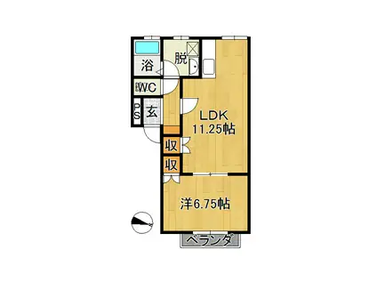 メゾンドエトワールII(1LDK/2階)の間取り写真