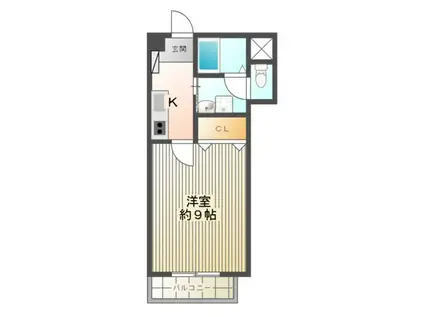 サンテラス(1K/3階)の間取り写真