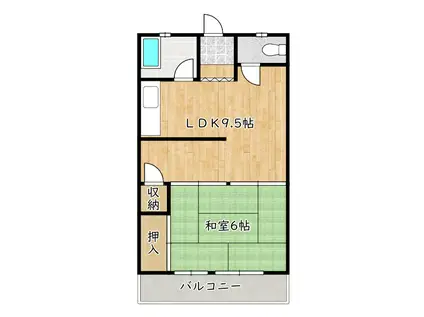 田中ハイツ(1LDK/2階)の間取り写真