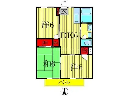 イーストファームハイツ(3DK/1階)の間取り写真