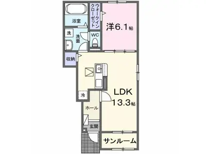 ヘリテージ(1LDK/1階)の間取り写真