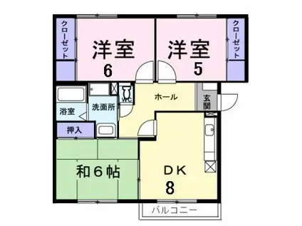 ボナール山の手パートII(3DK/2階)の間取り写真