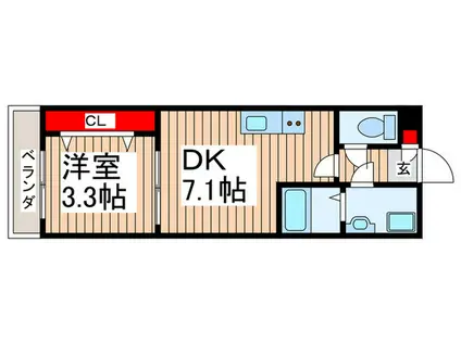 グランドソレイユ松戸上本郷(1DK/1階)の間取り写真