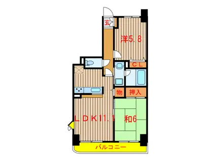 ライオンズガーデン船橋薬園台第二(2LDK/4階)の間取り写真