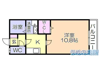 ＪＲ久大本線 御井駅 徒歩20分 3階建 築21年(1K/2階)の間取り写真