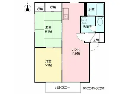 レーベンス富の原A・B(2LDK/2階)の間取り写真
