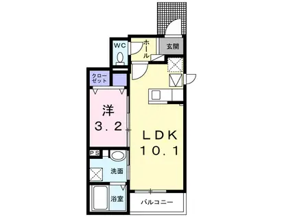 マルベリー(1LDK/1階)の間取り写真