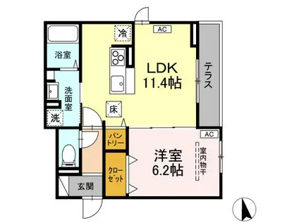 エルタスコート成田町(1LDK/1階)の間取り写真