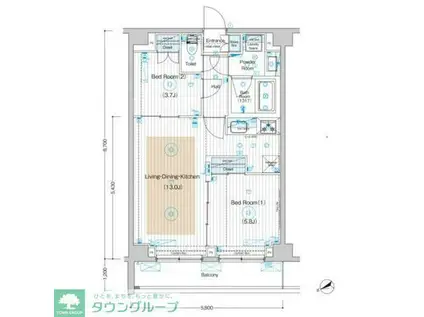 フュージョナル墨田(2LDK/5階)の間取り写真