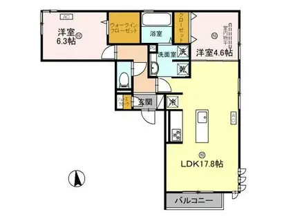 D-ROOM和歌山四番丁(2LDK/2階)の間取り写真