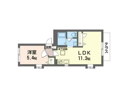 クレスト中馬込(1LDK/1階)の間取り写真