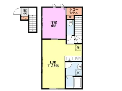 セレニテ中曽根I(1LDK/2階)の間取り写真