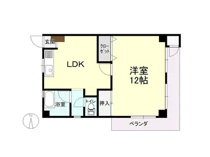 虎丸ビル(1LDK/5階)の間取り写真