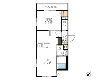 グランハウゼ長崎(1LDK/2階)の間取り写真