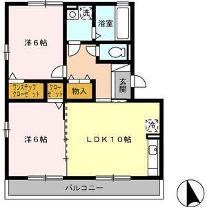 グランシャリオ前屋敷A(2LDK/3階)の間取り写真