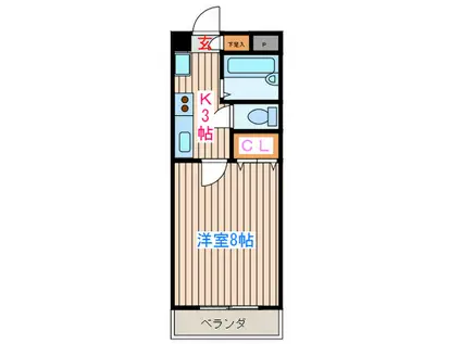 LA・パラドール(1K/2階)の間取り写真