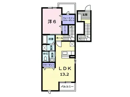 オレンジファーム(1LDK/2階)の間取り写真
