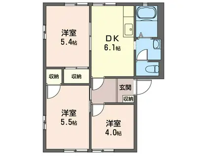 SHM フレグランス 関根(3DK/1階)の間取り写真
