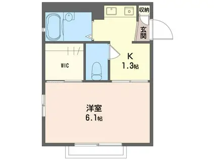アーク浜町(1K/2階)の間取り写真