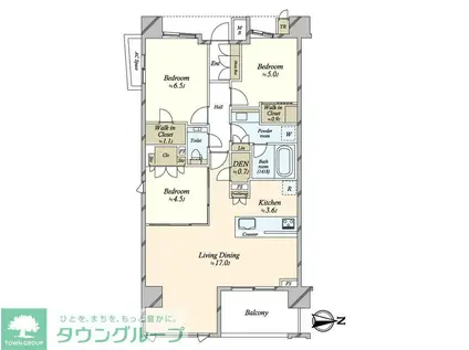 ザ・パークハウス東陽町翠賓閣(3LDK/5階)の間取り写真