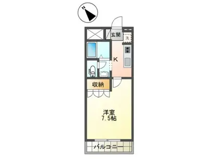 ヴェルデカーサ神明(1K/1階)の間取り写真