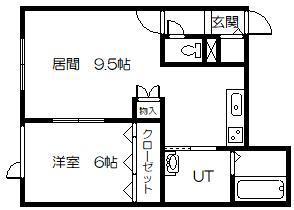 ツインクル新町(1LDK/2階)の間取り写真