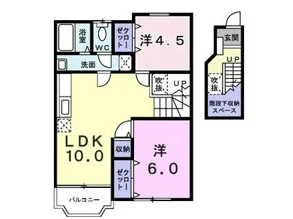 サンライズ別府(2LDK/2階)の間取り写真
