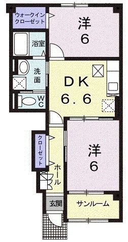 メゾン エスポワール(2DK/1階)の間取り写真