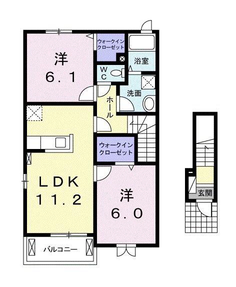 DAICHI B(2LDK/2階)の間取り写真