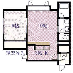 リバティ6・8(1LDK/2階)の間取り写真