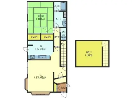 グラシア湯川1丁目(1SLDK/1階)の間取り写真