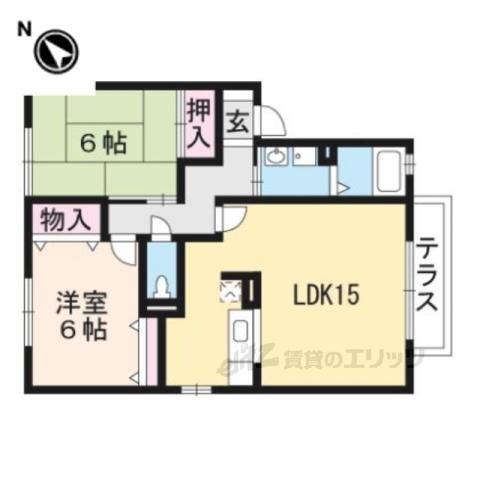 セジュールならやまⅡ(2LDK/1階)の間取り写真