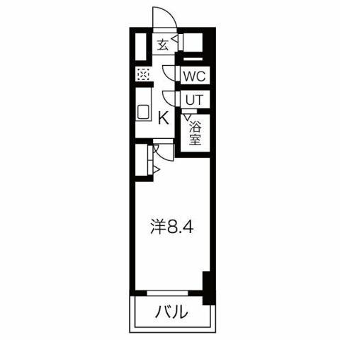 ディアレイシャス浅間町(1K/4階)の間取り写真