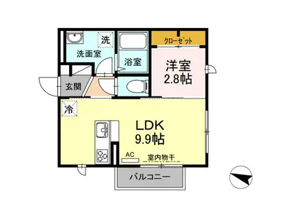19ルーナー(1LDK/2階)の間取り写真