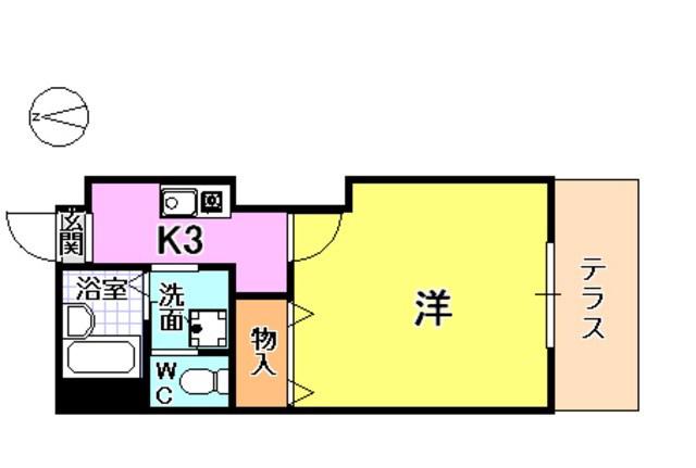 バーンホフ北口(1K/1階)の間取り写真