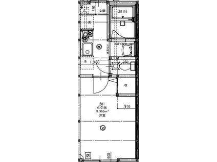 パセオグランデ四街道(1K/2階)の間取り写真