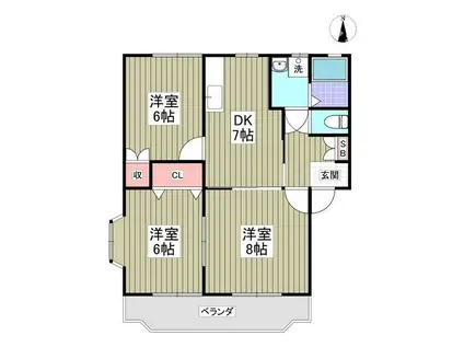 スワンC(3DK/2階)の間取り写真