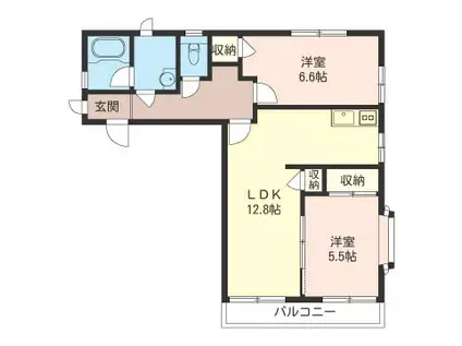 ヴィラ麻生(2LDK/2階)の間取り写真
