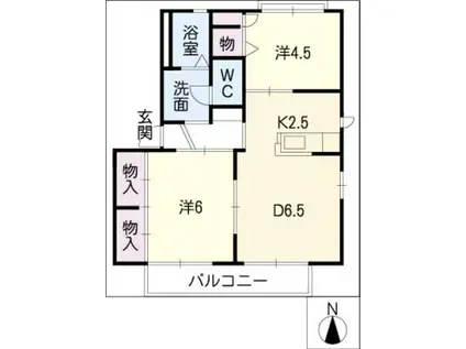 グレイスコートA棟(2DK/1階)の間取り写真