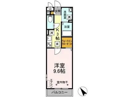 ルミエールC(1K/1階)の間取り写真