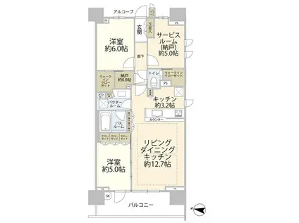 スカイティアラ ウエスト(2SLDK/6階)の間取り写真