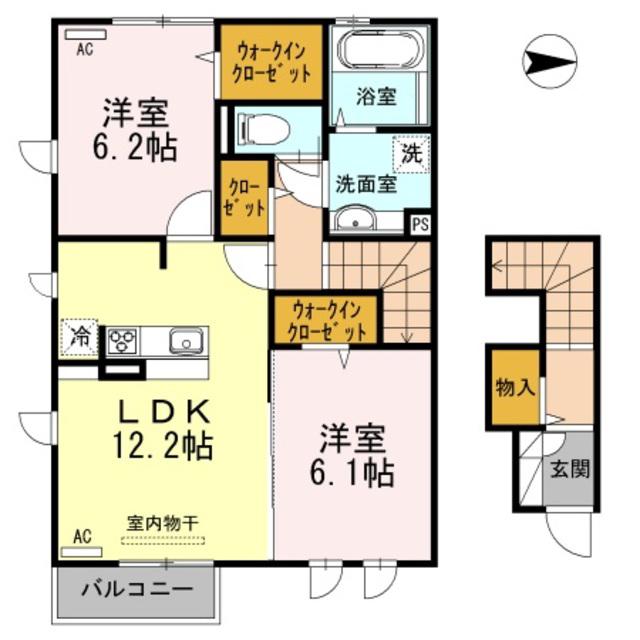 ソレイユA(2LDK/2階)の間取り写真