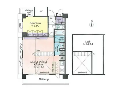 エコディア小竹町(1LDK/6階)の間取り写真